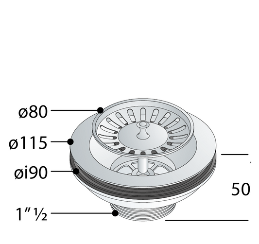 Piletta Gigante in Polipropilene per Lavello con foro ø 90mm