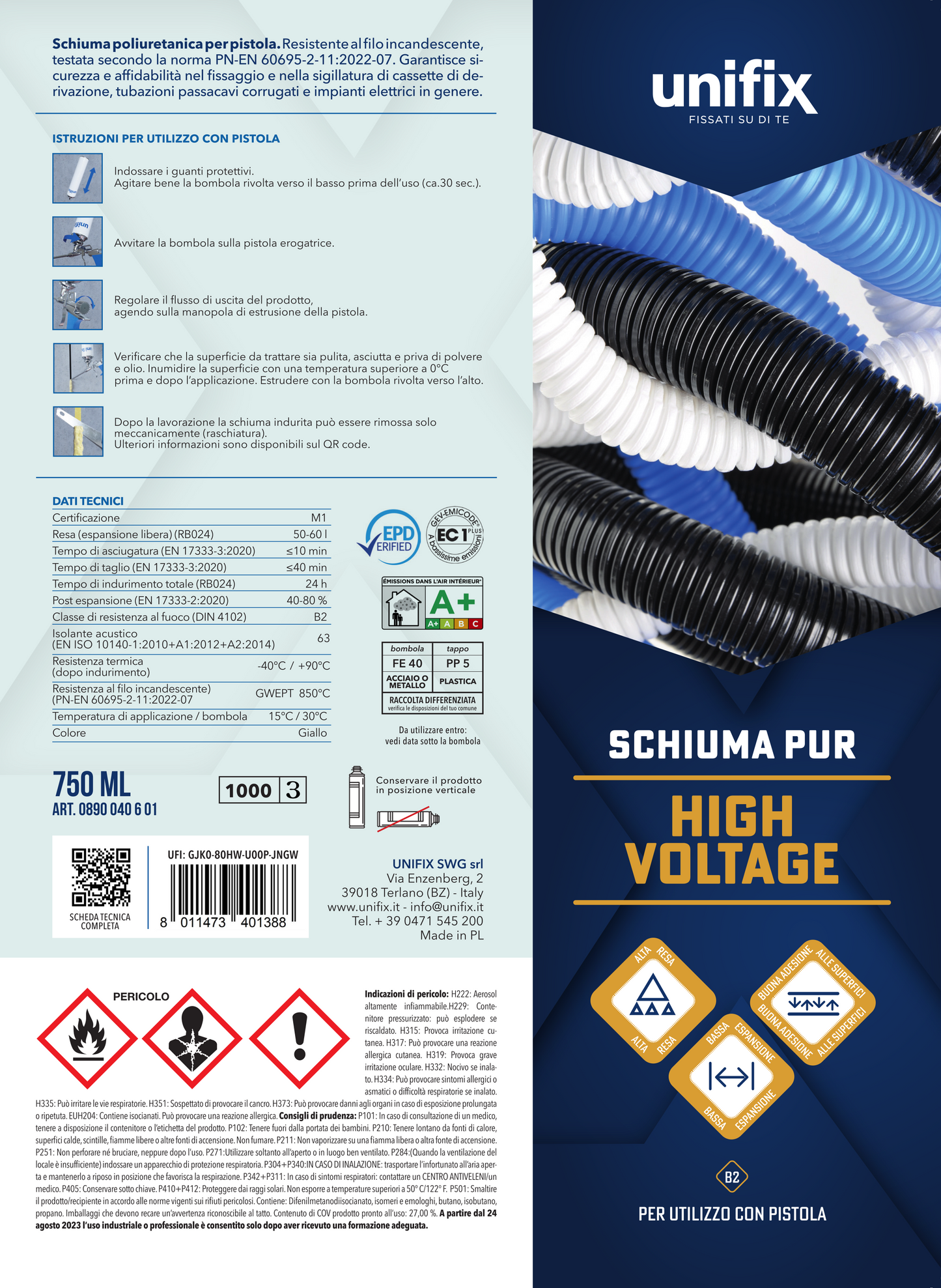 Schiuma Poliuretanica High Voltage per Pistola 750ml Unifix