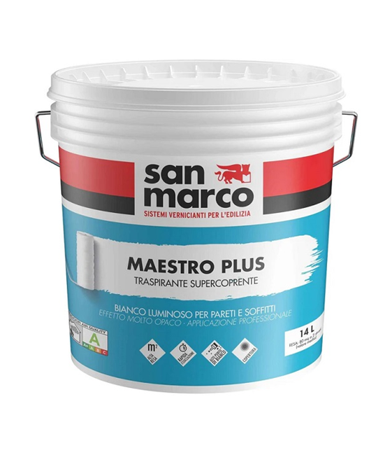 Idropittura Traspirante Maestro Plus Bianco 14 Lt San Marco