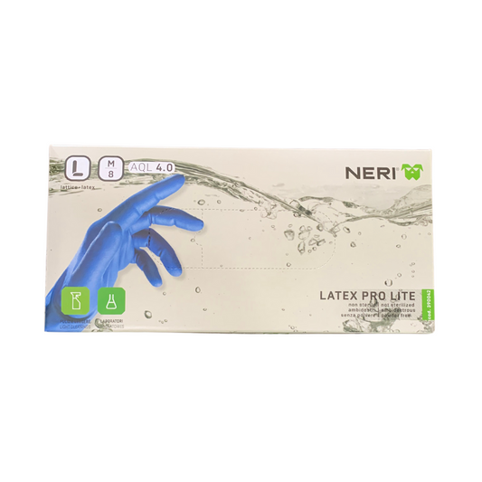 Guanti in lattice naturale LATEX PRO LITE Monouso Taglia M/8 Colore Blu - Neri