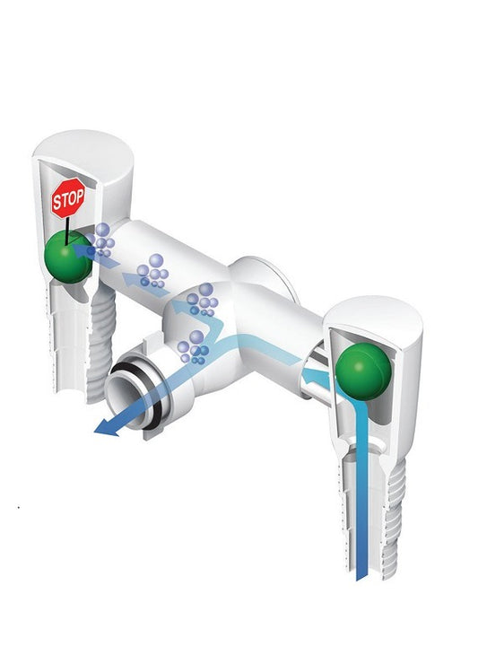 Sifone Air-Ball Bianco Doppio Attacco per Lavatrice o Lavastoviglie