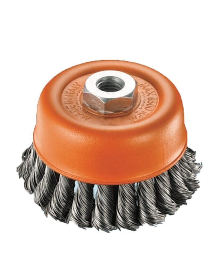 Spazzola a Tazza in Acciaio a Mazzetti Ritorti 75 mm