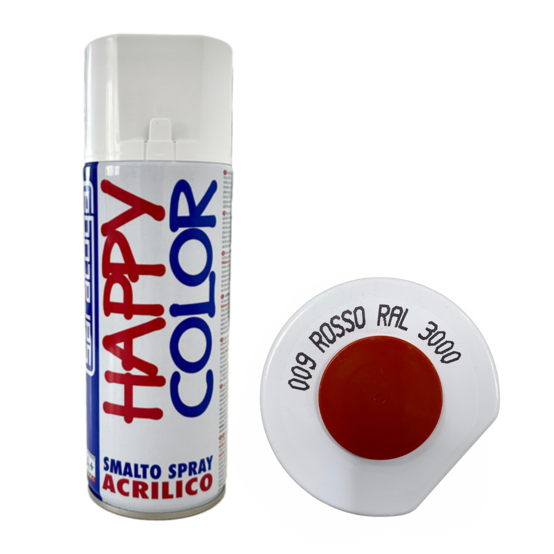 Bomboletta Spray Happy Color Acrilico 009 Rosso - RAL 3000 - 400 ml Saratoga