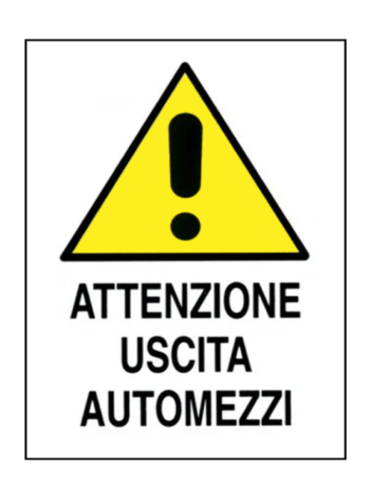 Cartello Segnaletico "Attenzione Uscita Automezzi" 40x60 cm