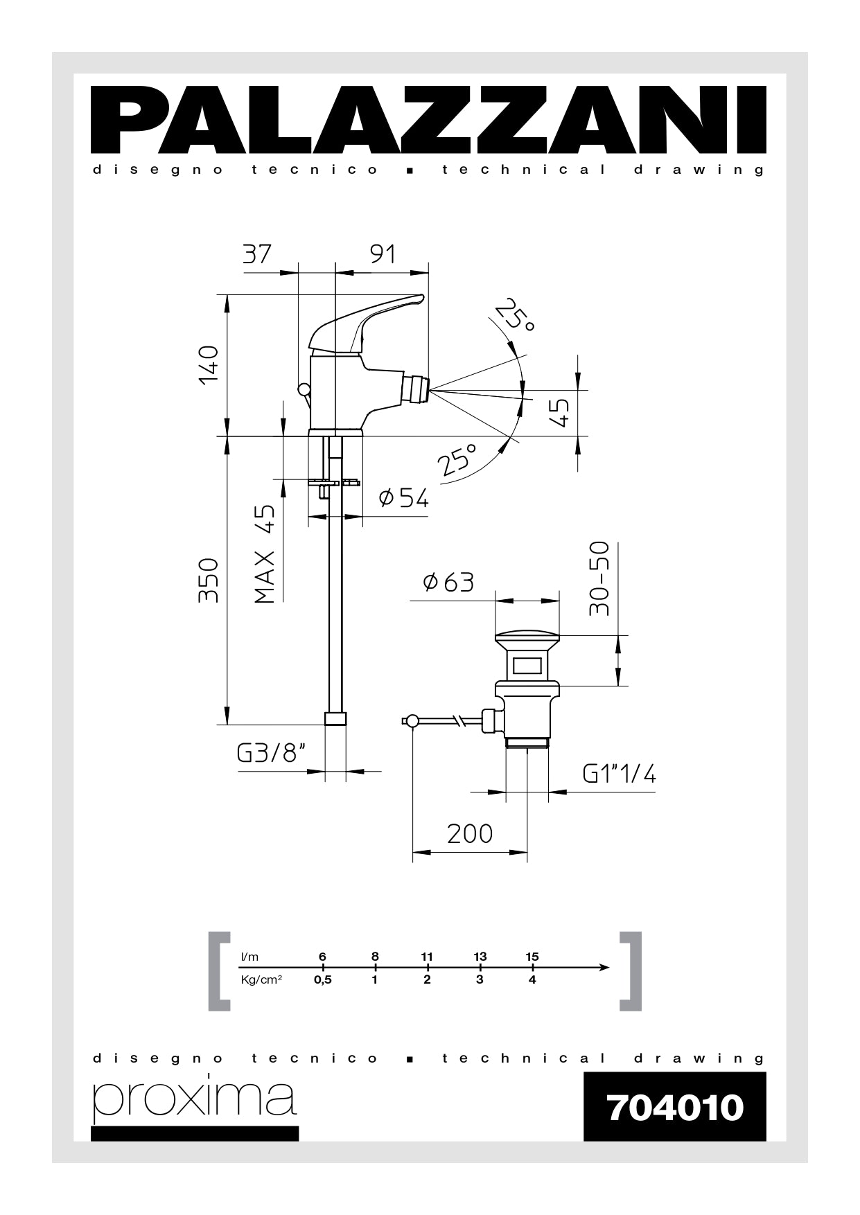 Miscelatore Monocomando Bidet Palazzani - Serie Proxima 2 - Cromo