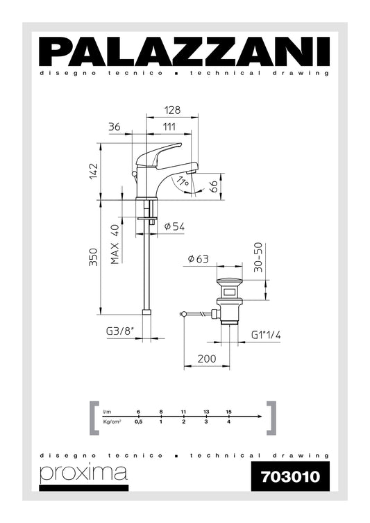 Miscelatore Monocomando Lavabo Palazzani - Serie Proxima 2 - Cromo