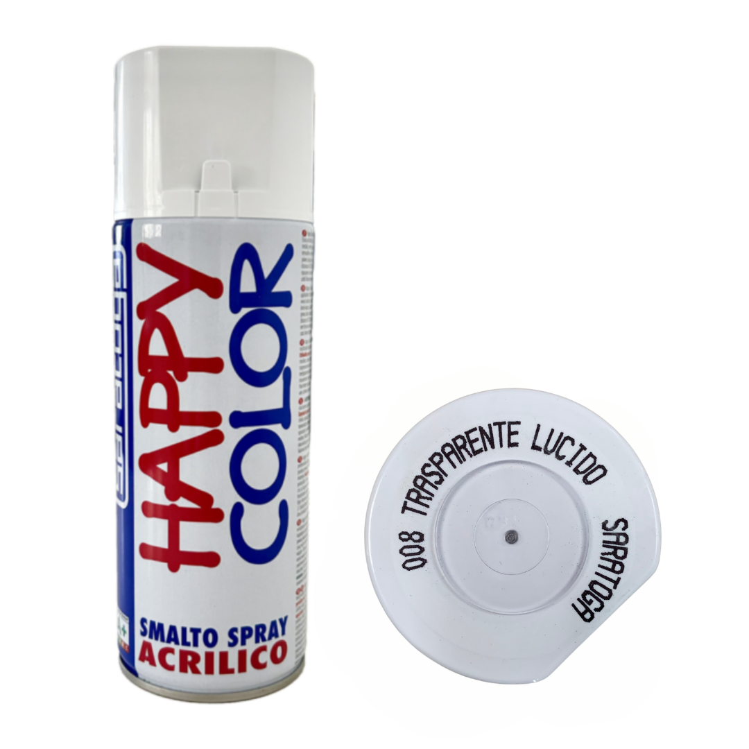 Bomboletta Spray Happy Color Acrilico 008 Trasparente Lucido - 400 ml Saratoga