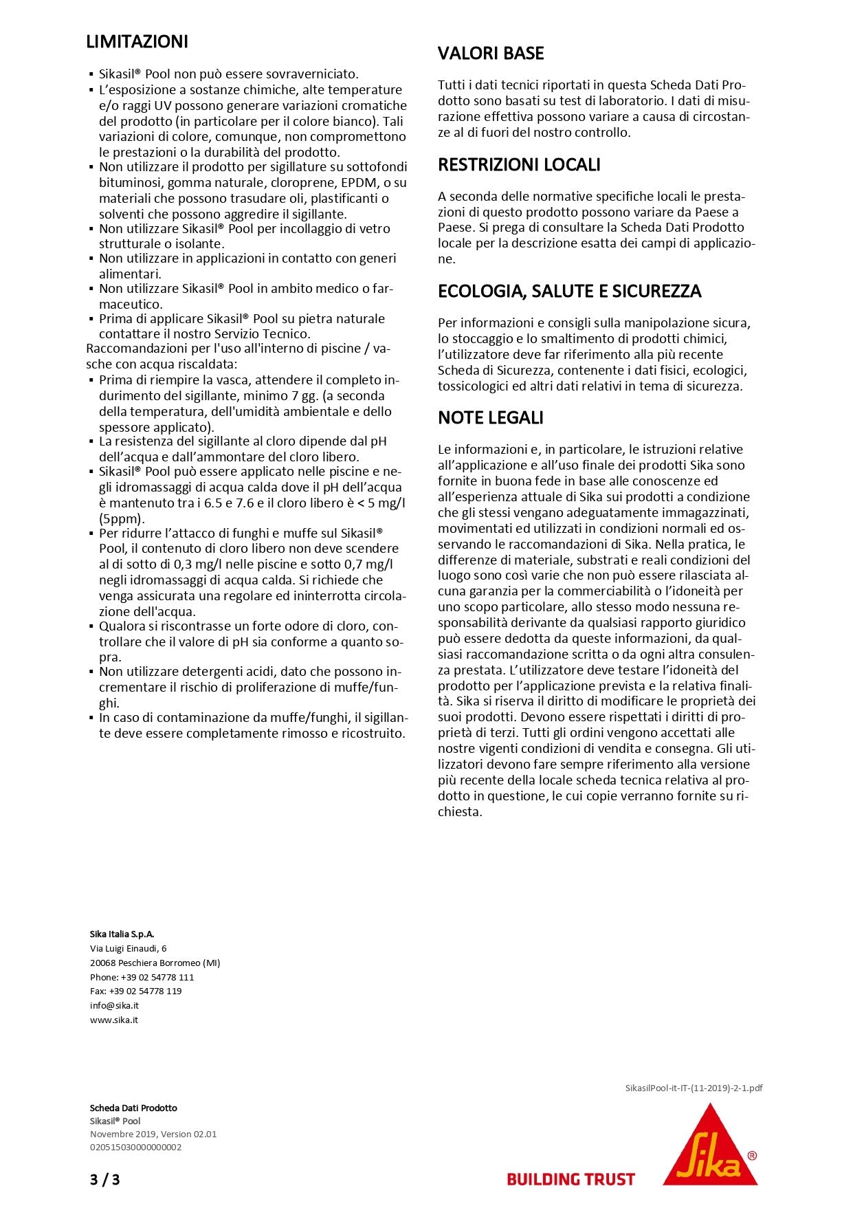 Sikasil® Pool Bianco 300 ml Sika®