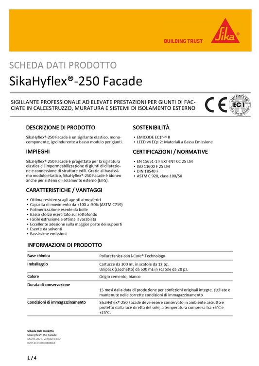 SikaHyflex®-250 Facade Grigio Cemento 600 ml Sika®