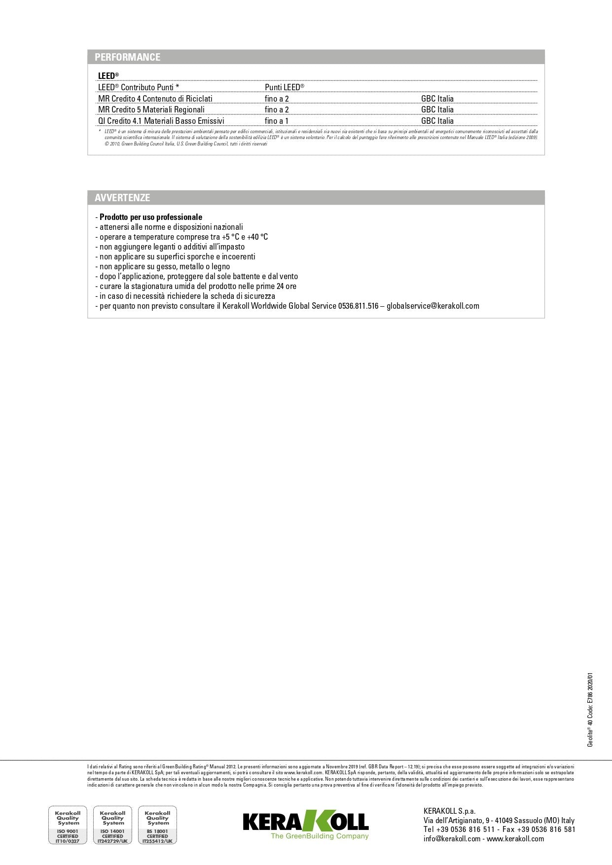 GEOLITE®40 Kg 25 - Kerakoll