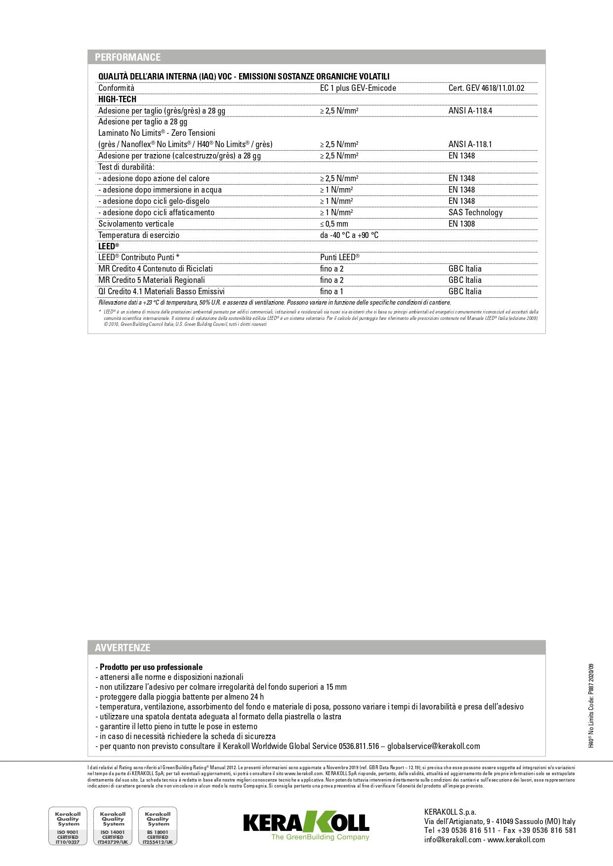 H40 NO LIMITS Bianco Kg 25 - Kerakoll