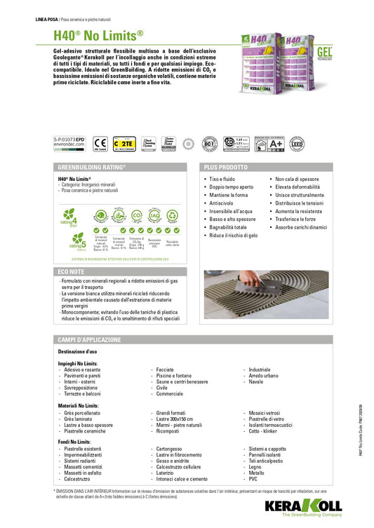 H40 NO LIMITS Bianco Kg 25 - Kerakoll