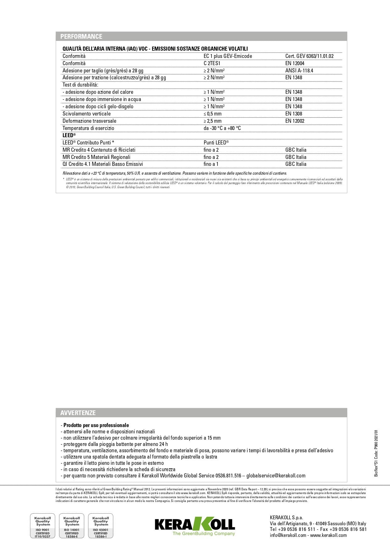 BIOFLEX S1 Bianco Kg 25 - Kerakoll