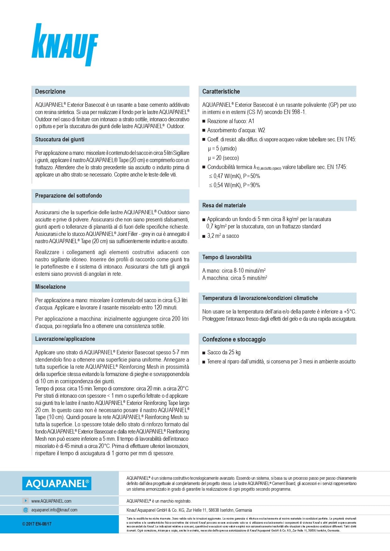 AQUAPANEL® Exterior Basecoat 25 Kg Knauf