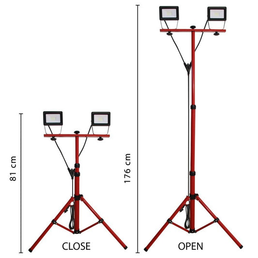 Proiettore Led con Treppiede 2X20W IP65