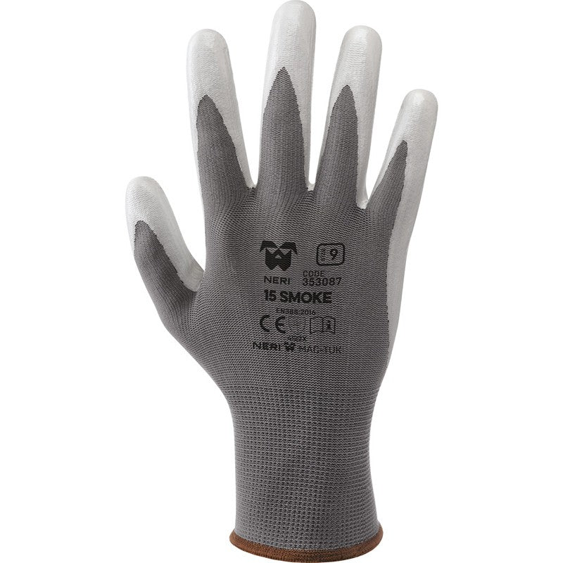 Guanti 15 SMOKE in Poliestere/Nitrile Taglia 9 - Neri