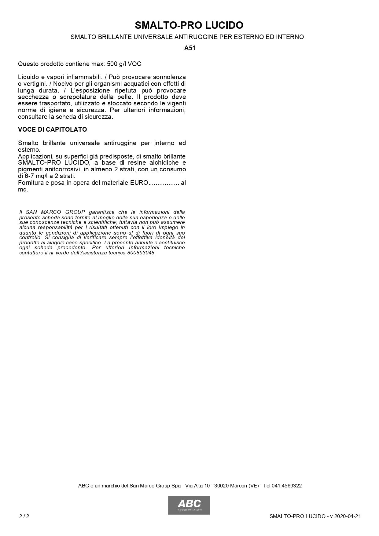 ABC Smalto-Pro Lucido 8009 Testa di Moro 0,75 Lt