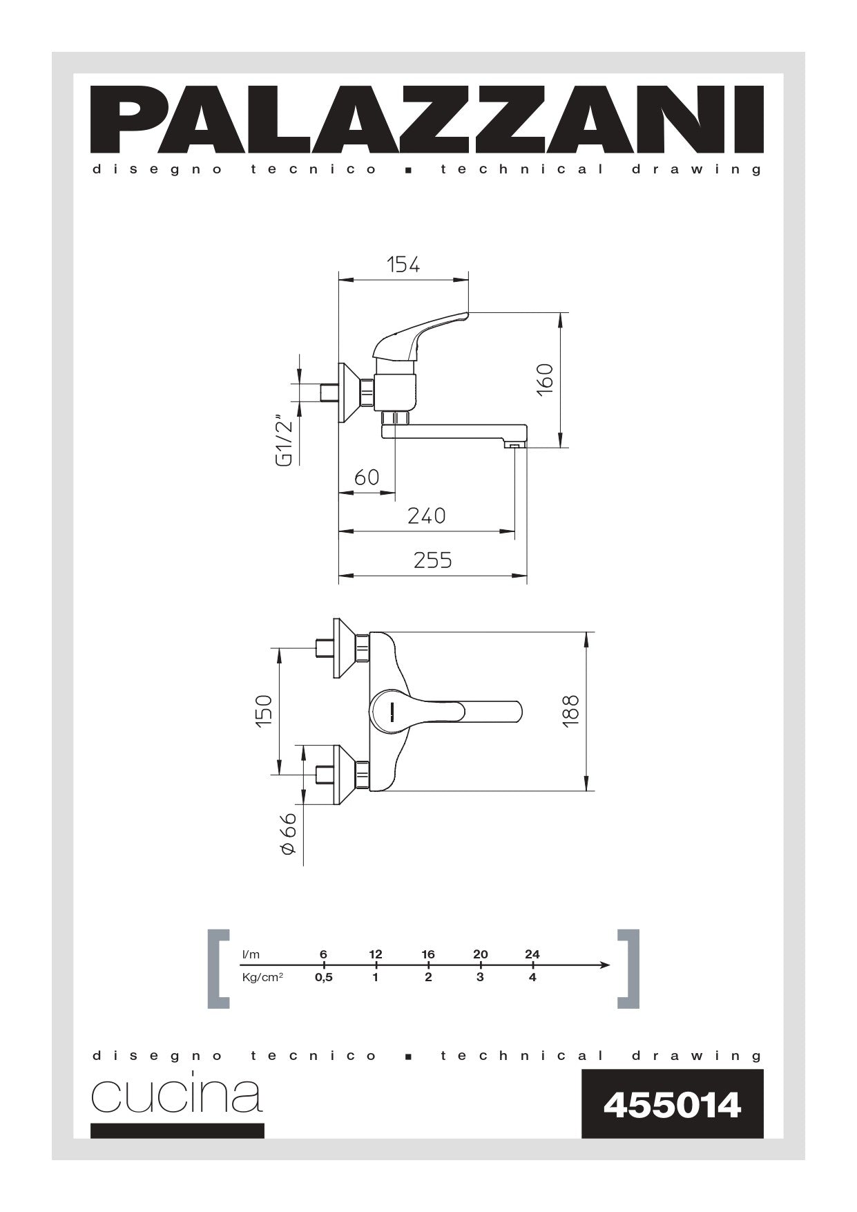 Miscelatore Monocomando Lavello a Muro Palazzani - Serie America 2 - Cromo