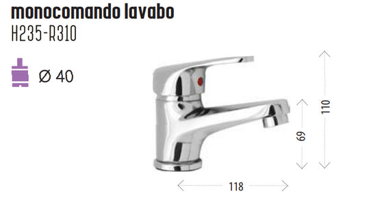 Miscelatore Monocomando Lavabo Ines Hydrall