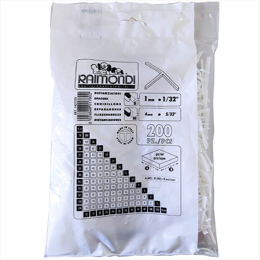 Distanziatori per Piastrelle a "T" mm.1 Confezione da 200 Pezzi Raimondi