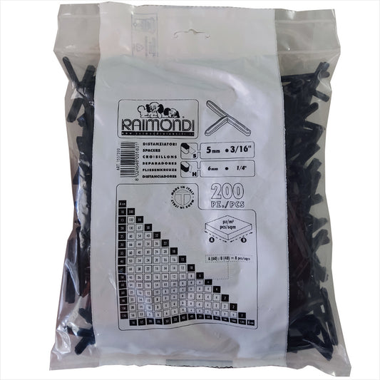 Distanziatori per Piastrelle a "T" mm.5 Confezione da 200 Pezzi Raimondi
