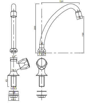 Miscelatore Monocomando Lavello a Colonna con Canna Girevole