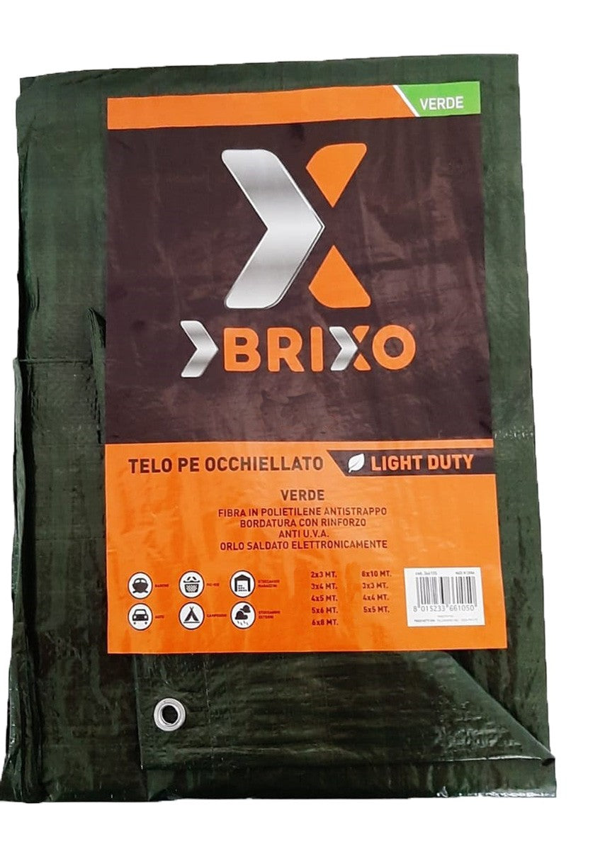 Telo PE Occhiellato Verde Light Duty 4X5 mt Brixo