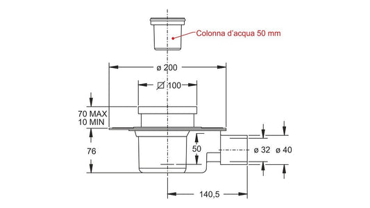 Pozzetto "Go-Go" con Sifone Estraibile da Pavimento, con Griglia e Manichetta Regolabili