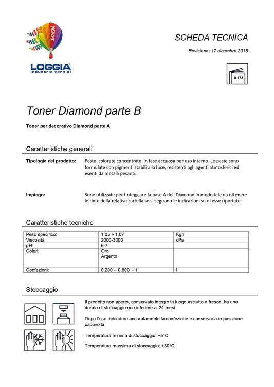 Diamond Toner Argento Parte B 0,200 Lt Loggia