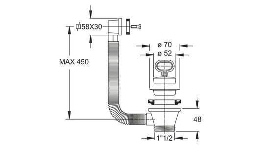 Piletta Tradizionale in Polipropilene e Inox per Lavello Cucina con Troppopieno