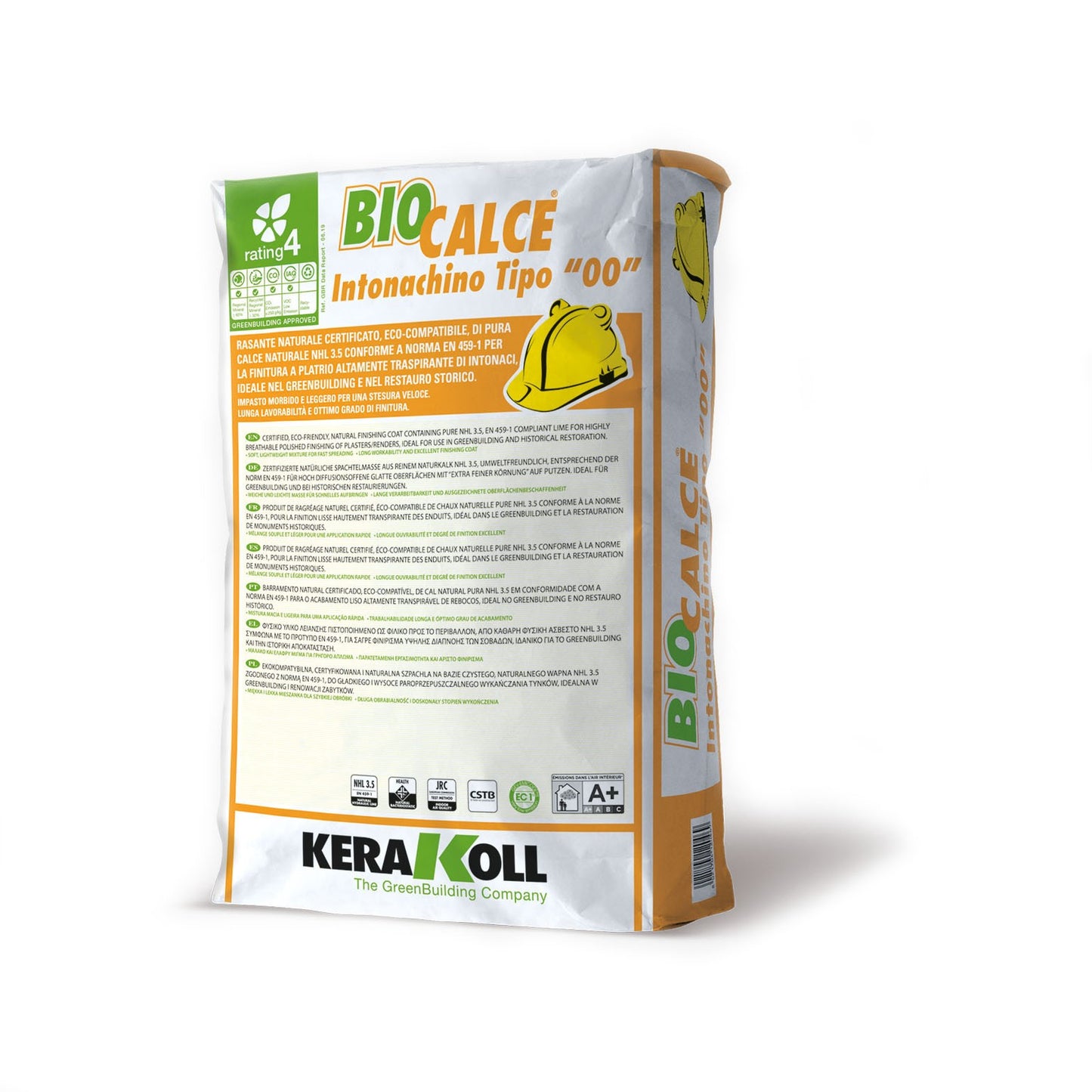 Kerakoll Biocalce Intonachino Tipo “00” 20 Kg - Rasante traspirante naturale certificato ecocompatibile