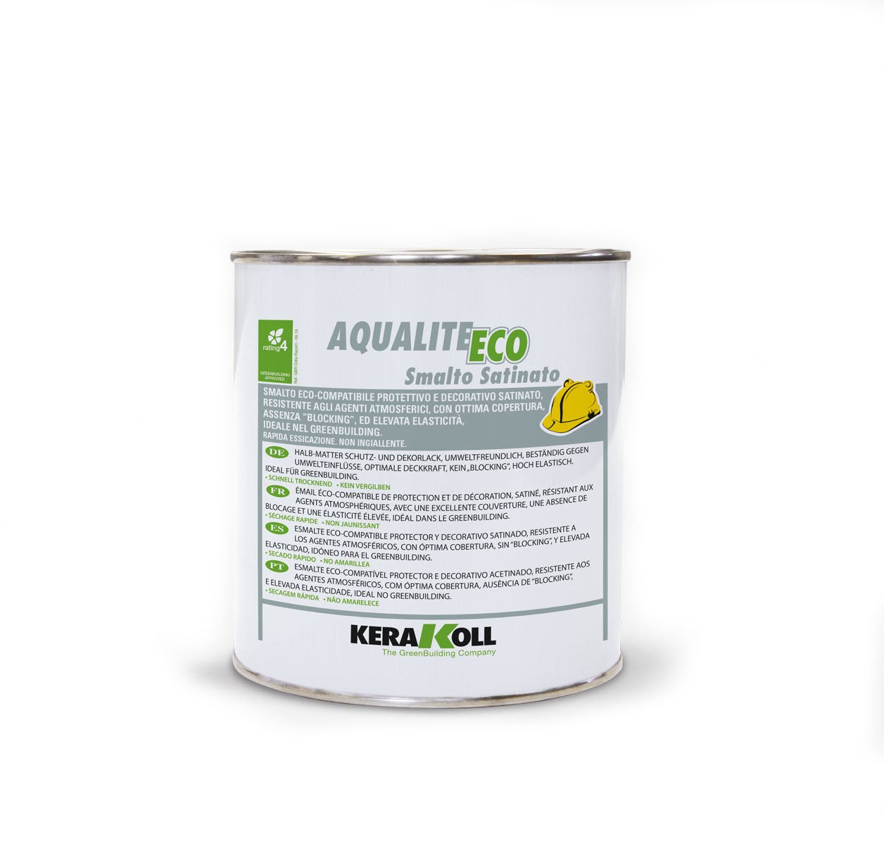 Kerakoll Aqualite Eco Smalto Satinato Bianco 2,5 Lt - Smalto ecocompatibile protettivo e decorativo satinato