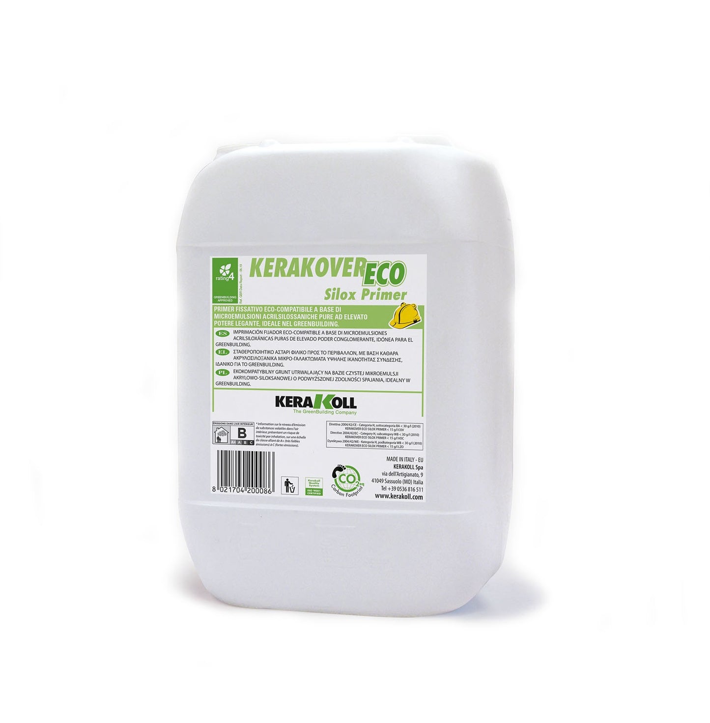 Kerakoll Kerakover Eco Silox Primer 10 Lt - Primer fissativo eco-compatibile a base di microemulsioni acril-silossaniche pure ad elevato potere legante