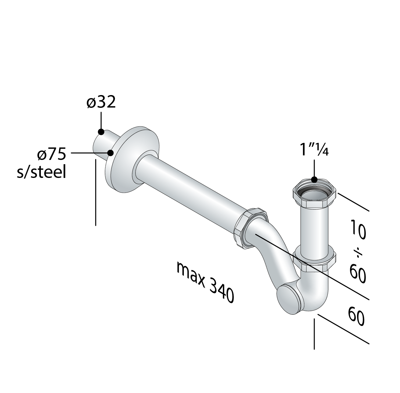 Sifoni in Ottone Per Lavabo e Bidet 1"1/4