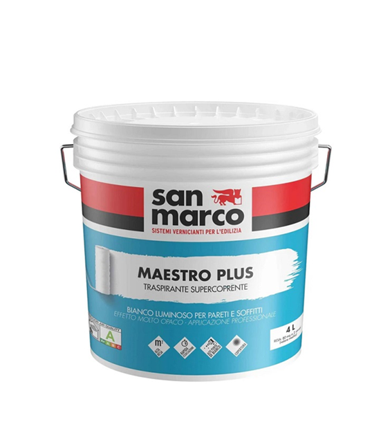 Idropittura Traspirante Maestro Plus Bianco 4 Lt  San Marco