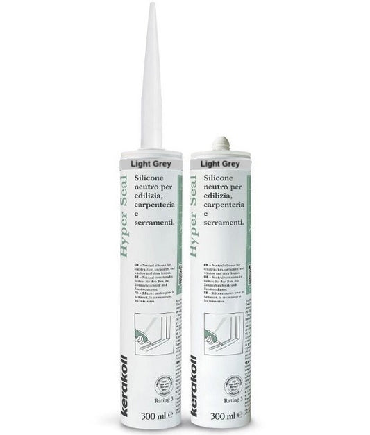 Kerakoll Hyper Seal 300 ml Colore Grigio Chiaro - Silicone neutro per edilizia, carpenteria e serramenti