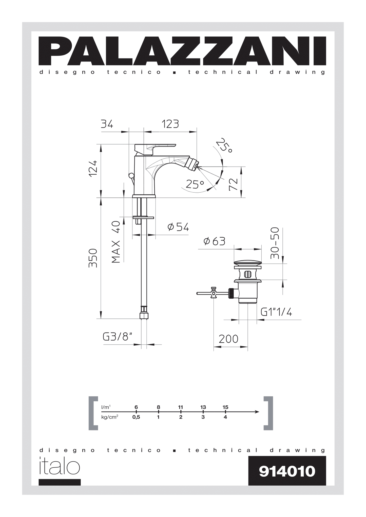 Miscelatore Monocomando Lavabo Palazzani - Serie Italo - Ottone Cromo