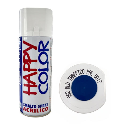 Bomboletta Spray Happy Color Acrilico 062 Blu Traffico - RAL 5017 - 400 ml Saratoga