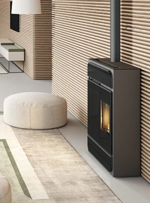 Stufa a Pellet Bild Up Vetro Nero 9.1 kW Edilkamin - ambientazione