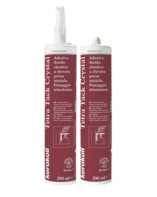 Kerakoll Tetra Tack Crystal 290 ml - Adesivo ibrido elastico a elevata presa iniziale per un fissaggio istantaneo