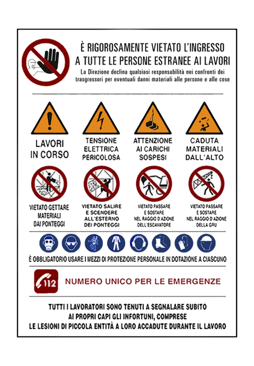 Cartello Segnaletico Cantiere "Multisimbolo" 60x80 cm