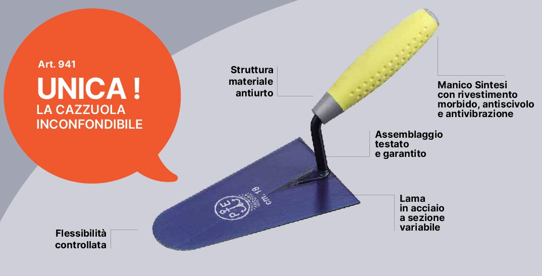 Cazzuola Italia Punta Tonda Manico Sintesi 16 cm Pavan - Art. 941