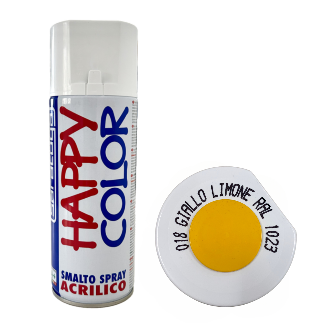 Bomboletta Spray Happy Color Acrilico 018 Giallo Limone - RAL 1023 - 400 ml Saratoga