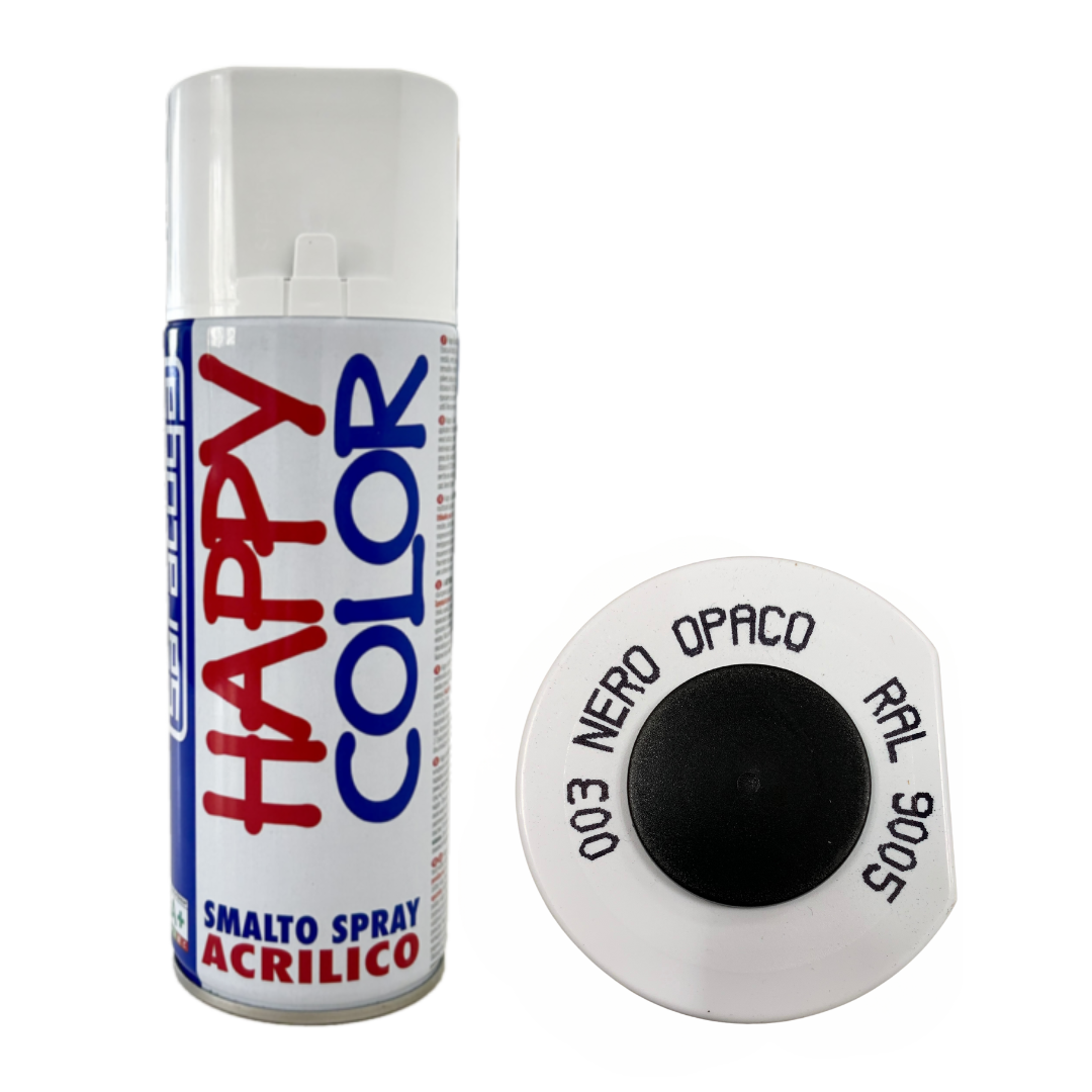 Bomboletta Spray Happy Color Acrilico 003 Nero Opaco - RAL 9005 - 400 ml Saratoga