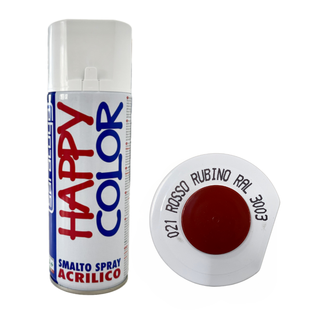 Bomboletta Spray Happy Color Acrilico 021 Rosso Rubino - RAL 3003- 400 ml Saratoga