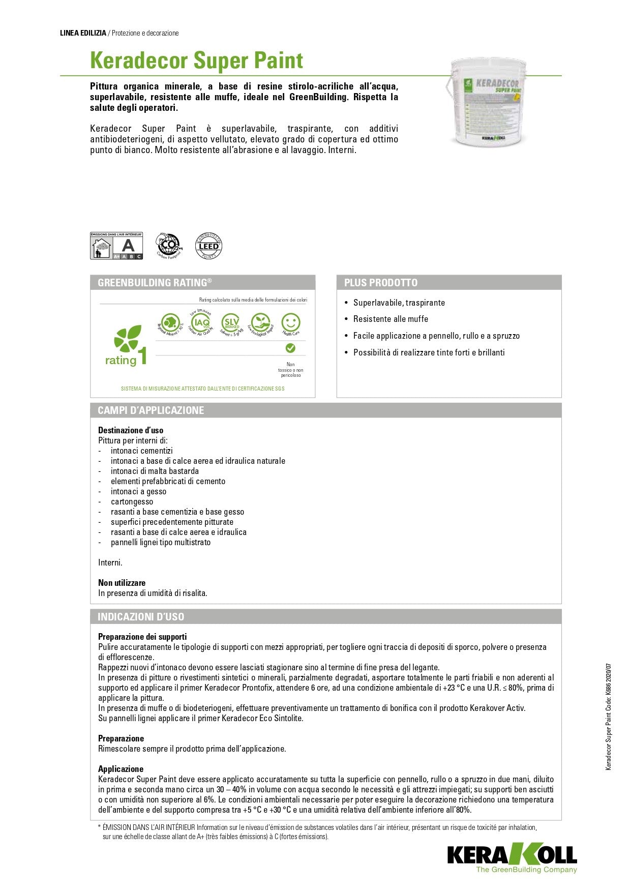 Keradecor Eco Super Paint Bianco 14 Lt Kerakoll