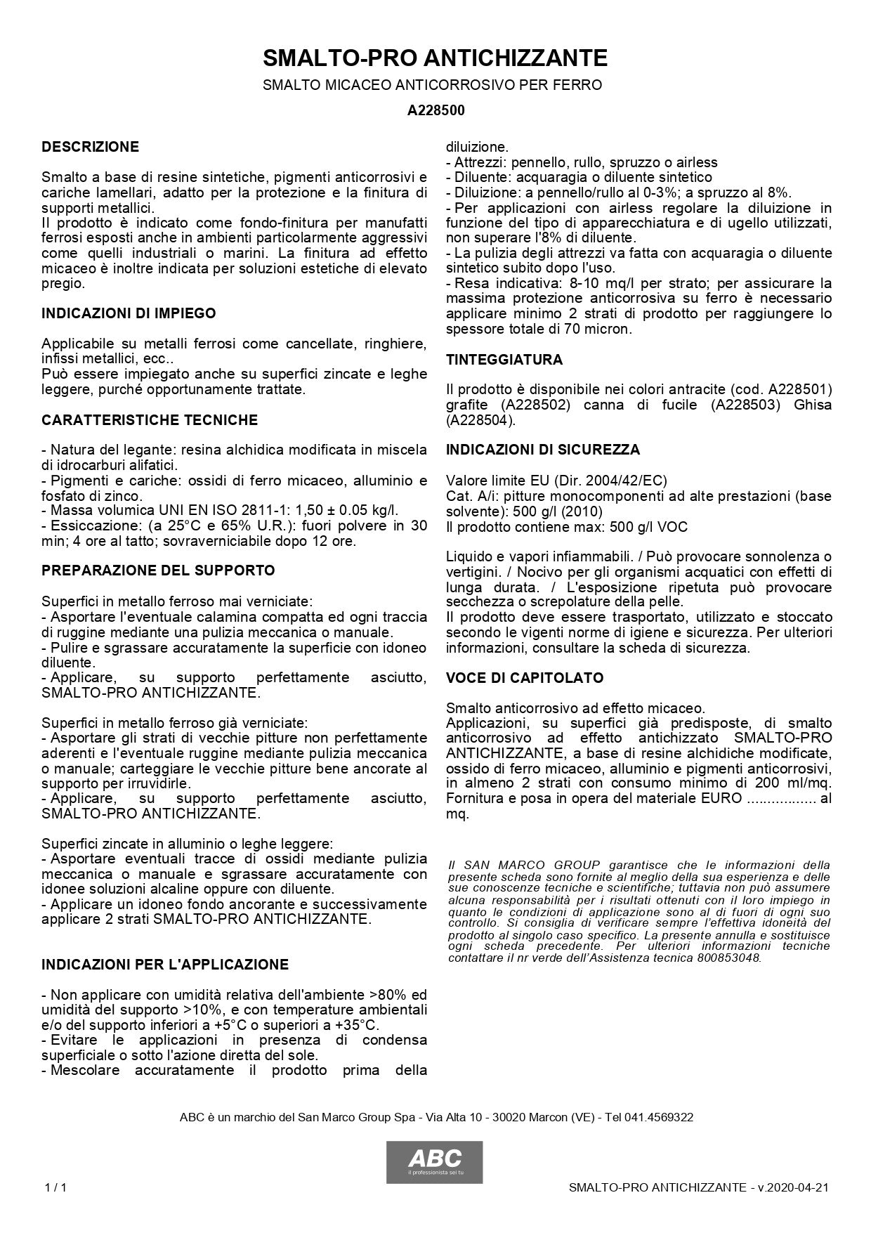ABC Smalto-Pro Antichizzante Micaceo Grafite 0,75 Lt.