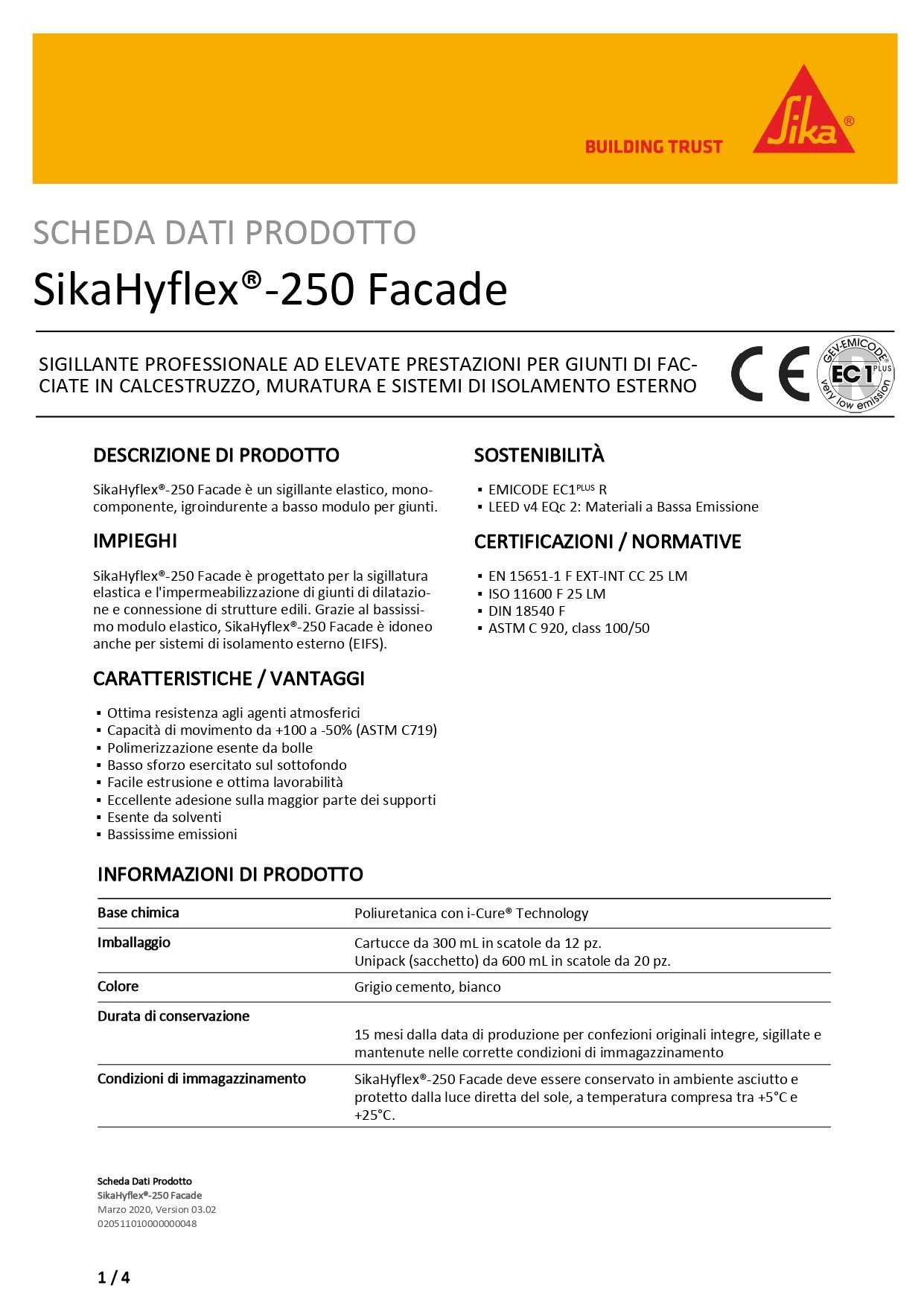 Sikahyflex-250 Facade Grigio Cemento 300 ml