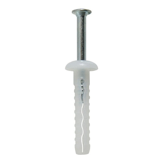 Tassello a percussione in nylon con vite a testa piana bombata 6X37 mm