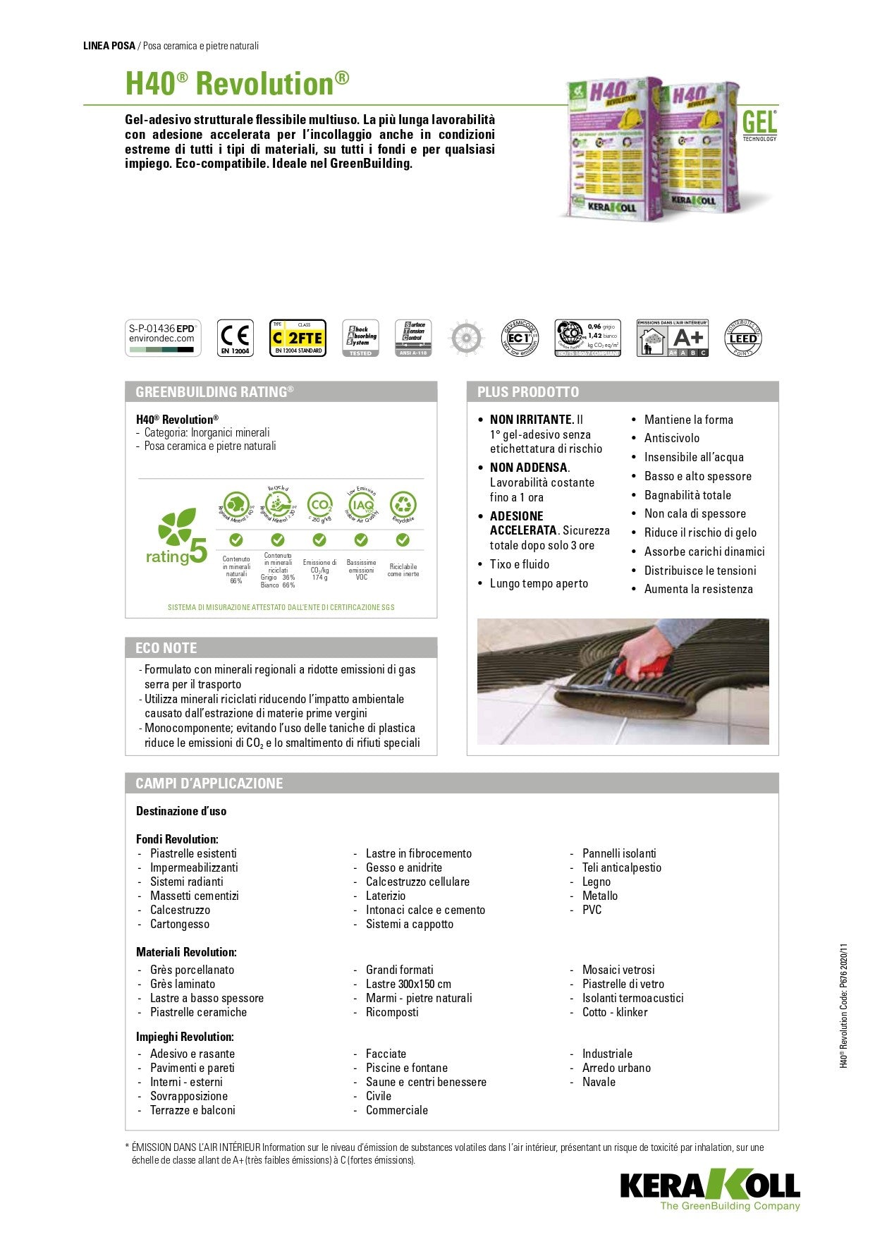 H40 REVOLUTION - Kg 25 Kerakoll